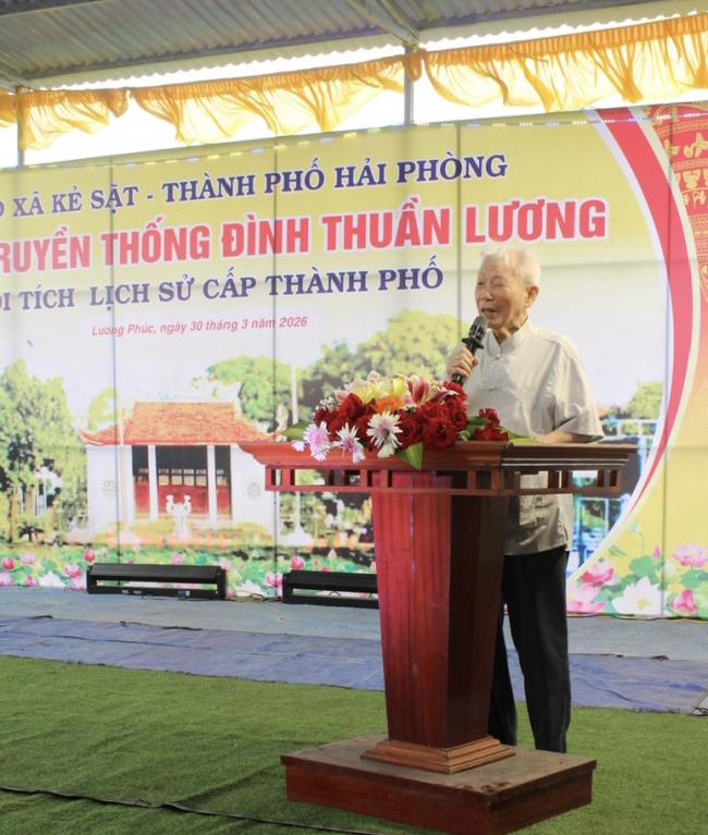 BÀI PHÁT BIỂU TRONG LỄ HỘI TRUYỀN THỐNG ĐÌNH THUẦN LƯƠNG LÀNG LƯƠNG PHÚC, XÃ KẺ SẶT, HẢI PHÒNG